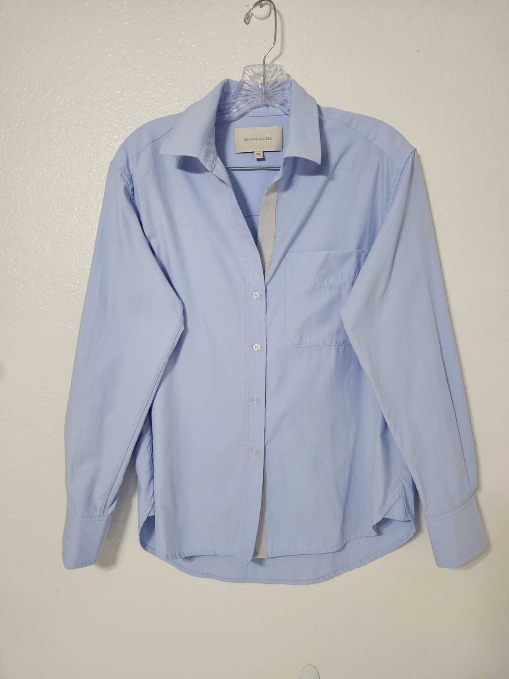 Brochu Walker Blue Button Front Shirt XS Cotton Blend Collared Long Sleeve Offic - Picture 2 of 8